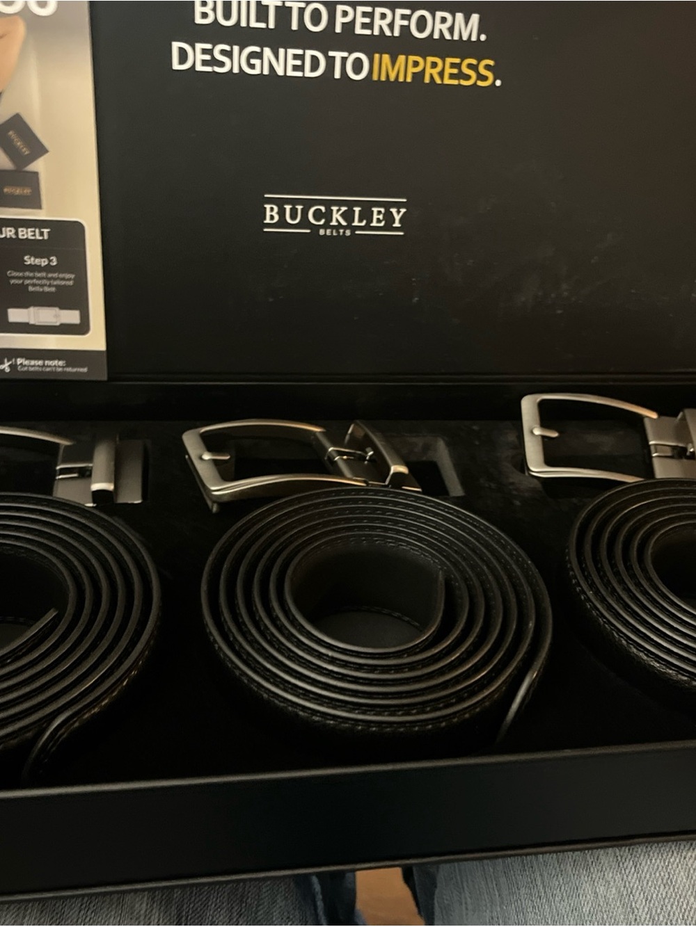 Buckley Buckle Black Leather Belts with Silver Buckles -3